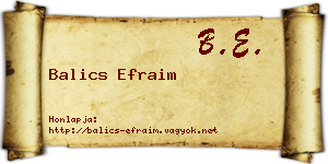 Balics Efraim névjegykártya